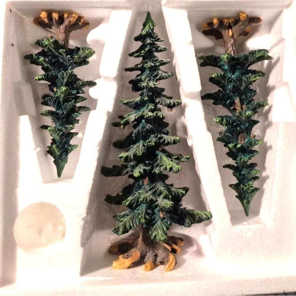 DEPT 56 VILLAGE ACCESSORIES PINE TREES WITH PINE‎ CONES - SET OF 3 - 1998